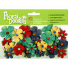 Petaloo - Flora Doodles Collection - Handmade Paper Flowers - Tye-Dyed Gypsies - Red Yellow Dark Blue and Green, CLEARANCE