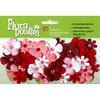 Petaloo - Flora Doodles Collection - Handmade Paper Flowers - Tye-Dyed Gypsies - Red Pink White and Chocolate, CLEARANCE