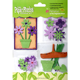 Petaloo - The Paper Florist Design Kit - Basket and Pot - Lavender and Purple, CLEARANCE
