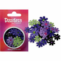 Petaloo - Dazzlers Collection - Small Glittered Florettes - Purple Black Lavender and Green, CLEARANCE