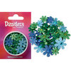 Petaloo - Dazzlers Collection - Small Glittered Florettes - Dark Blue Light Blue Green and Chartreuse, CLEARANCE