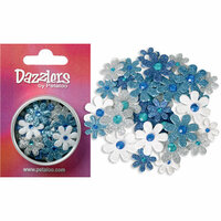 Petaloo - Dazzlers Collection - Small Glittered Florettes - Dark Blue Light Blue White and Silver, CLEARANCE