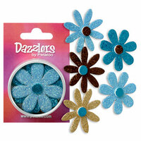 Petaloo - Dazzlers Collection - Large Glittered Florettes - Aqua Teal Tan and Brown, CLEARANCE