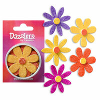 Petaloo - Dazzlers Collection - Large Glittered Florettes - Yellow Orange Fuschia and Lavender, CLEARANCE