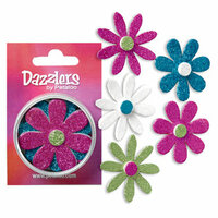 Petaloo - Dazzlers Collection - Large Glittered Florettes - Fuschia Teal Chartreuse and White, CLEARANCE