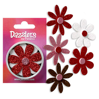 Petaloo - Dazzlers Collection - Large Glittered Florettes - Red White Pink and Chocolate