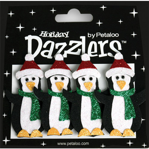Petaloo - Dazzlers Collection - Glittered Shapes - Traditional Christmas - Penguins
