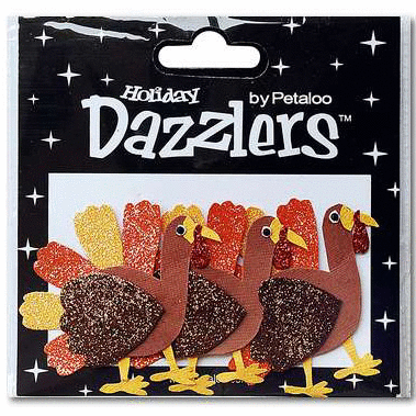 Petaloo - Dazzlers Collection - Glittered Shapes - Fall and Halloween - Turkeys