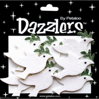 Petaloo - Dazzlers Collection - Christmas - Glittered Sticker Shapes - Peace Dove