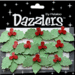 Petaloo - Dazzlers Collection - Christmas - Glittered Sticker Shapes - Holly Clusters