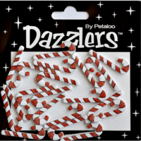 Petaloo - Dazzlers Collection - Christmas - Glittered Sticker Shapes - Candy Canes