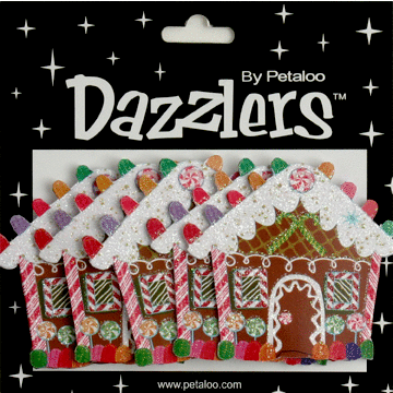 Petaloo - Dazzlers Collection - Christmas - Glittered Shapes - Gingerbread Houses