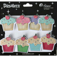 Petaloo - Dazzlers Collection - Glittered Sticker Shapes - Birthday - Cupcakes
