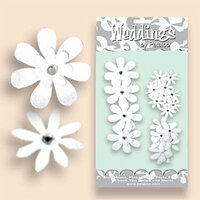 Petaloo - Celebrations Collection - Paper Flowers - Glittered Daisies - Wedding White, CLEARANCE