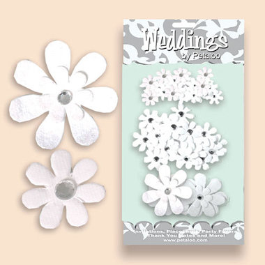 Petaloo - Celebrations Collection - Paper Flowers - Jeweled Daisies - Wedding White, CLEARANCE