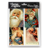 Petaloo - Vintage Dazzlers Collection - Christmas - Glittered Sticker Shapes - Santa's - Blue