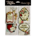 Petaloo - Vintage Dazzlers Collection - Christmas - Glittered Sticker Shapes - Merry Christmas