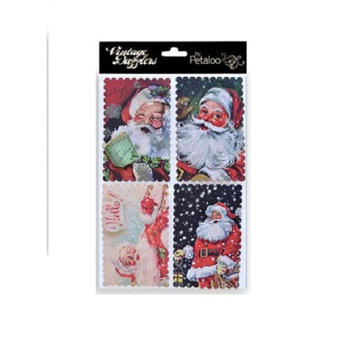 Petaloo - Vintage Dazzlers Collection - Christmas - Glittered Sticker Shapes - Retro Santa