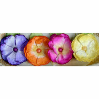 Petaloo - Devon Collection - Glittered Floral Embellishments - Delila - Fuchsia Purple Yellow and Orange