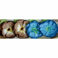 Petaloo - Devon Collection - Glittered Floral Embellishments - Delila - Brown and Blue