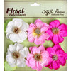 Petaloo - Devon Collection - Glittered Floral Embellishments - Bristol - White Pink and Fuchsia