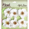 Petaloo - Devon Collection - Glittered Floral Embellishments - Bristol - White