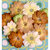 Petaloo - Devon Collection - Glittered Floral Embellishments - Brighton - White Tan and Brown