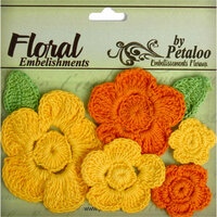 Petaloo - Devon Collection - Crocheted Flowers - Yellow and Orange