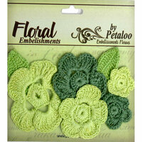 Petaloo - Devon Collection - Crocheted Flowers - Greens