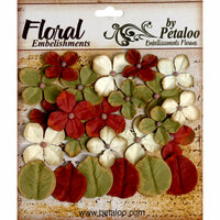 Petaloo - Darjeeling Collection - Floral Embellishments - Hydrangea - Burgundy Cream and Green