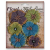 Petaloo - Darjeeling Collection - Floral Embellishments - Medium - Blue Eggplant and Green