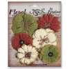 Petaloo - Darjeeling Collection - Floral Embellishments - Medium - Burgundy Cream and Green