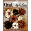 Petaloo - Darjeeling Collection - Floral Embellishments - Mini - Black Cream and Brown