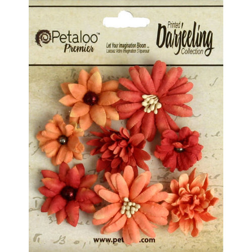 Petaloo - Printed Darjeeling Collection - Floral Embellishments - Mini Mix - Teastained Spice