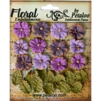 Petaloo - Darjeeling Collection - Floral Embellishments - Petites - Teastained Purples