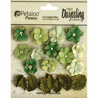 Petaloo - Printed Darjeeling Collection - Floral Embellishments - Petites - Teastained Greens