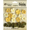 Petaloo - Printed Darjeeling Collection - Floral Embellishments - Petites - Teastained Yellow