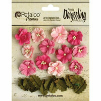Petaloo - Printed Darjeeling Collection - Floral Embellishments - Petites - Teastained Pink