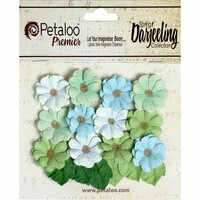 Petaloo - Darjeeling Collection - Floral Embellishments - Mini Daisies with Leaves - Cottage Blue