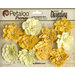 Petaloo - Printed Darjeeling Collection - Floral Embellishments - Dahlias - Teastained Yellow