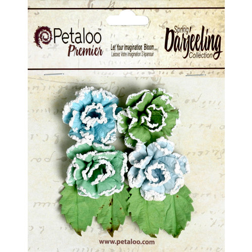 Petaloo - Darjeeling Collection - Floral Embellishments - Frosted Roses - Cottage Blue
