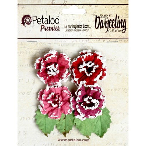 Petaloo - Darjeeling Collection - Floral Embellishments - Frosted Roses - Red Raspberry