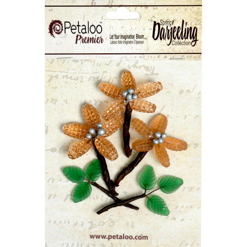 Petaloo - Darjeeling Collection - Glass Flower with Leaves - Pink