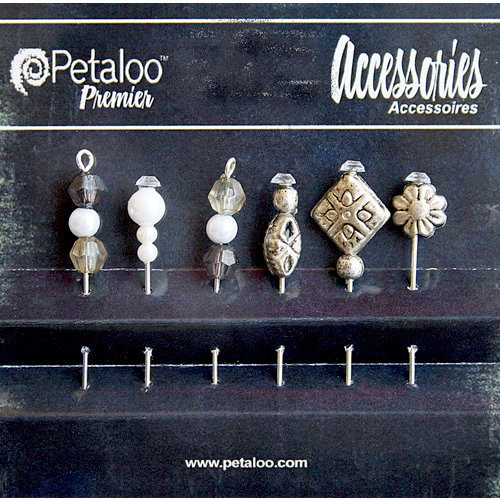 Petaloo - Darjeeling Collection - Beaded Hat Pins - Black and White