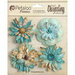 Petaloo - Printed Darjeeling Collection - Floral Embellishments - Wild Blossoms - Large - Aqua