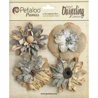 Petaloo - Printed Darjeeling Collection - Floral Embellishments - Wild Blossoms - Large - Soft Grey