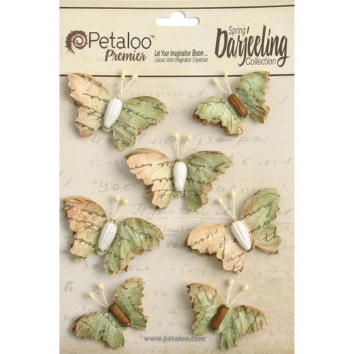 Petaloo - Printed Darjeeling Collection - Wild Butterflies - Soft Green