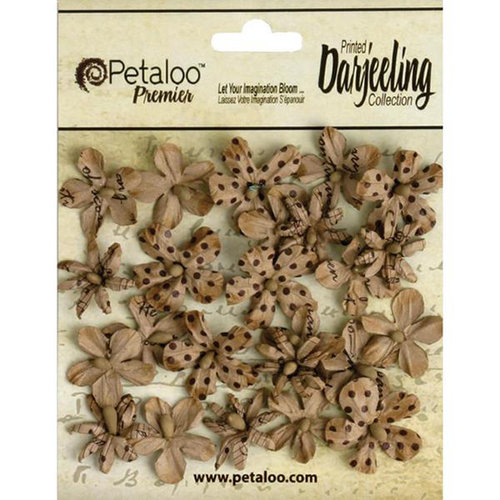 Petaloo - Printed Darjeeling Collection - Floral Embellishments - Wild Mini Blossoms - Craft Brown