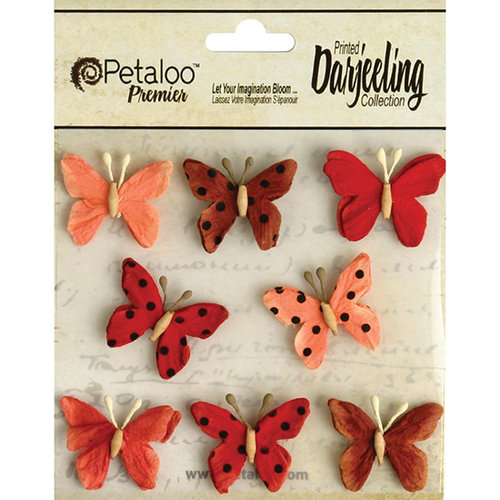 Petaloo - Printed Darjeeling Collection - Mini Butterflies - Teastained Red