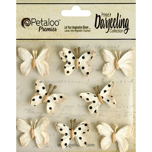 Petaloo - Printed Darjeeling Collection - Mini Butterflies - Teastained Cream